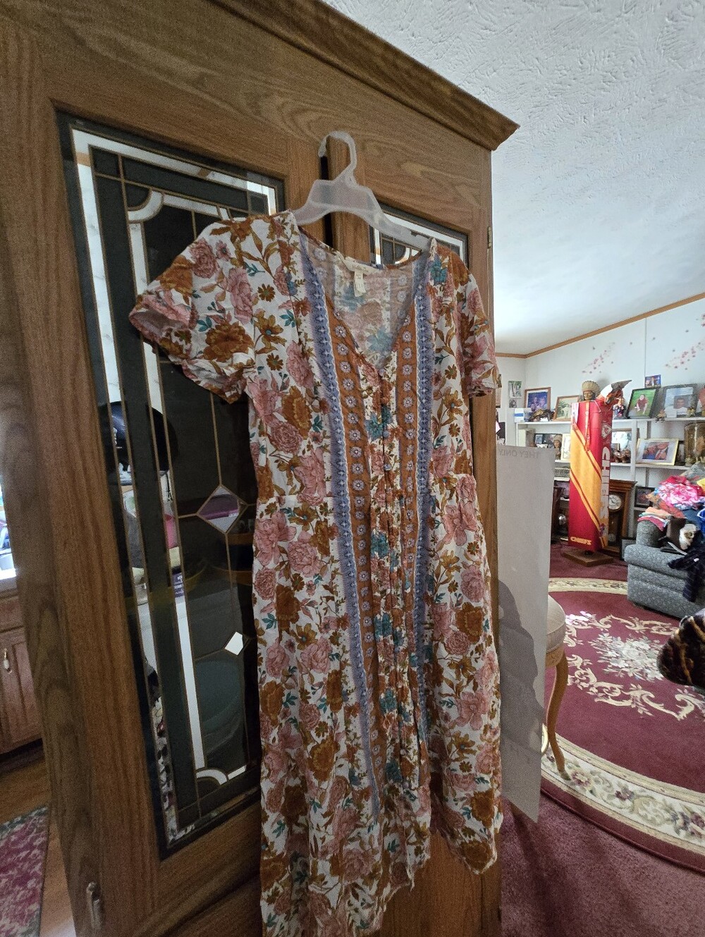 Matilda Jane Floral V-Neck Midi Dress in Pink and Rust